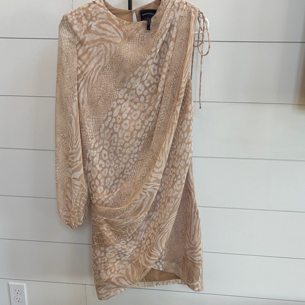 BCBG Elegant Pink/Beige Animal Print Dress